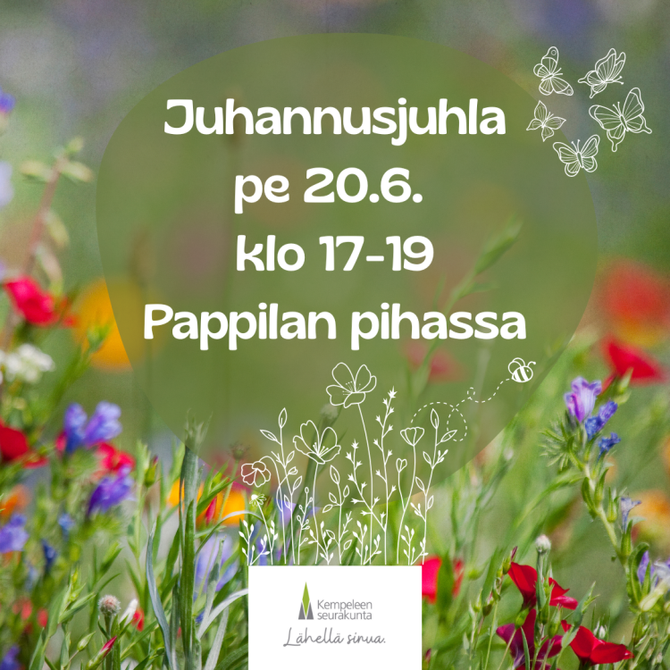 Juhannusjuhla pappilan pihassa Juhannusjuhla pe 20.6. klo 17-19